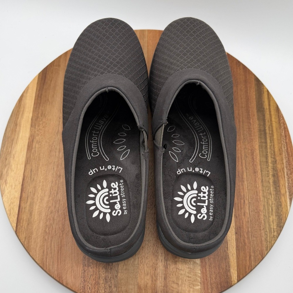 Easy Street SoLite Lite n Up Mules Women's 7.5 WW Dark Gray Comfort Clogs 0924 - Picture 3 of 6